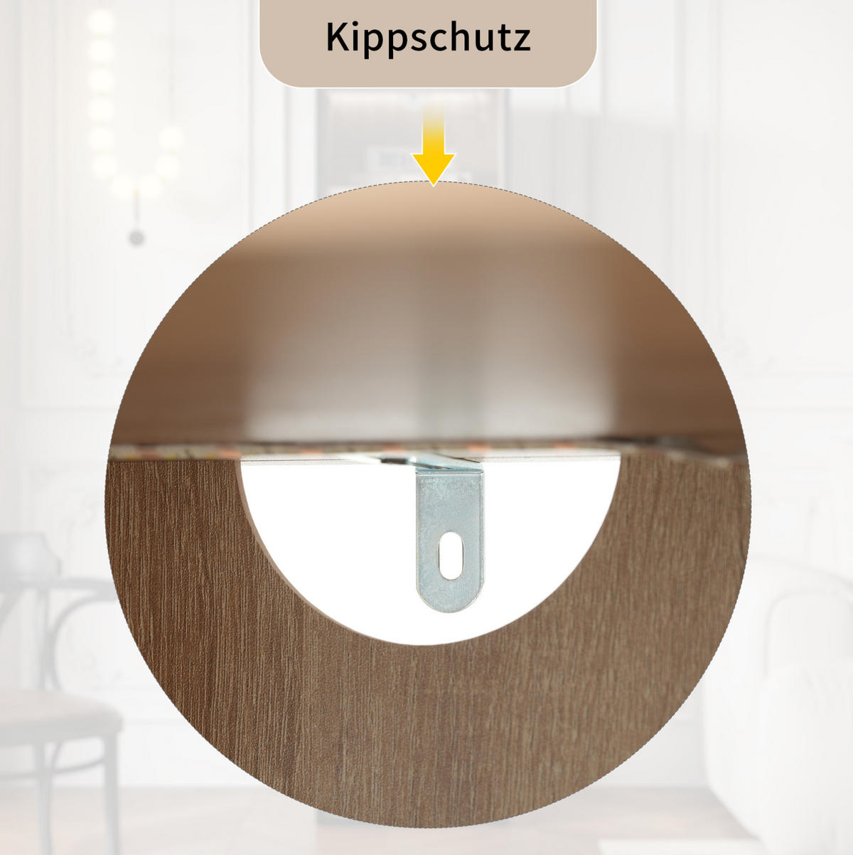 HOCHSCHRANK 40 cm aus MDF mit Lichtleiste und Glastür Naturfarben - Naturfarben, Holzwerkstoff (40/165/34.5cm) - Modenvie