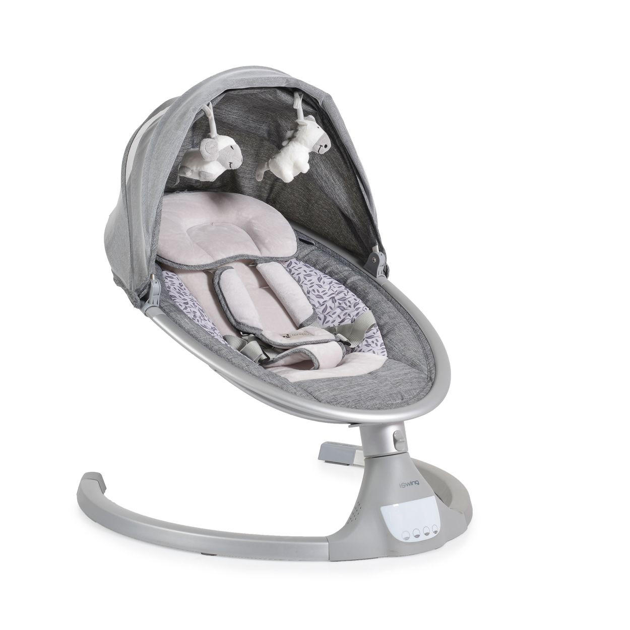 BABYWIPPE iSwing silber Bluetooth, Musikfunktion, Fernbedienung, Moskitonetz, USB-Anschluss - Silberfarben, Metall - Cangaroo
