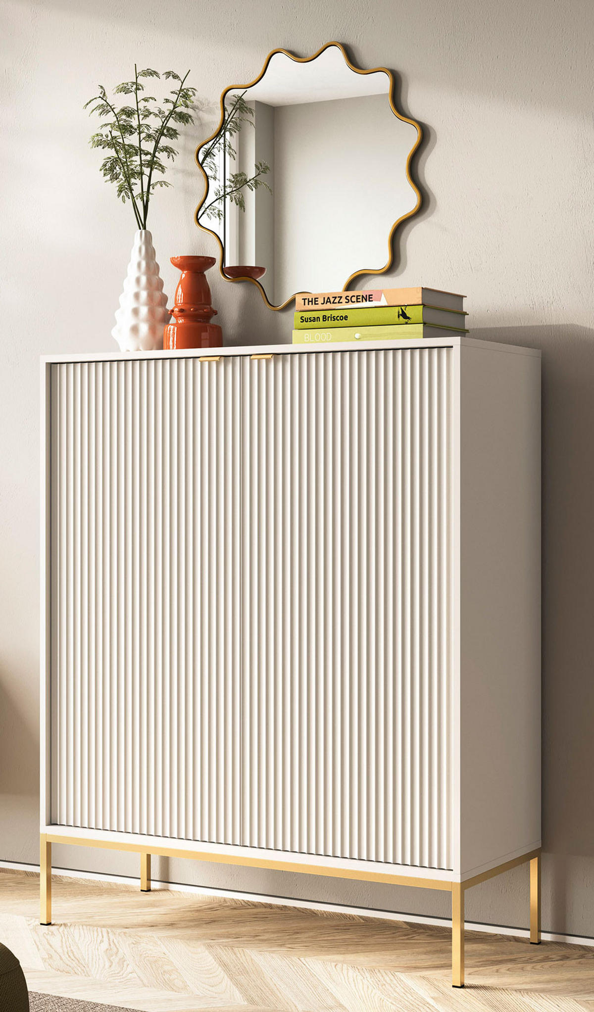 HIGHBOARD Nova Kaschmir / Gold 104 / 39 / 125cm - Kaschmir/Goldfarben, Holz/Holzwerkstoff (104/125/39cm) - Feldmann-Wohnen