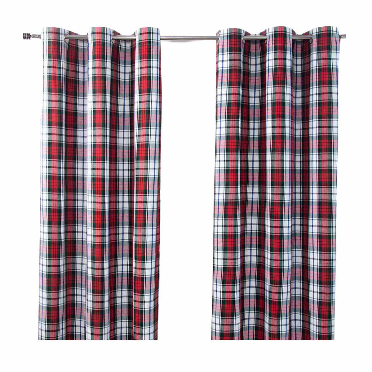 ÖSENVORHANG Schottenkaro Macduff blickdicht 2er-Set, 117/137 cm - Blau/Rot, Textil (117/137cm) - Homescapes