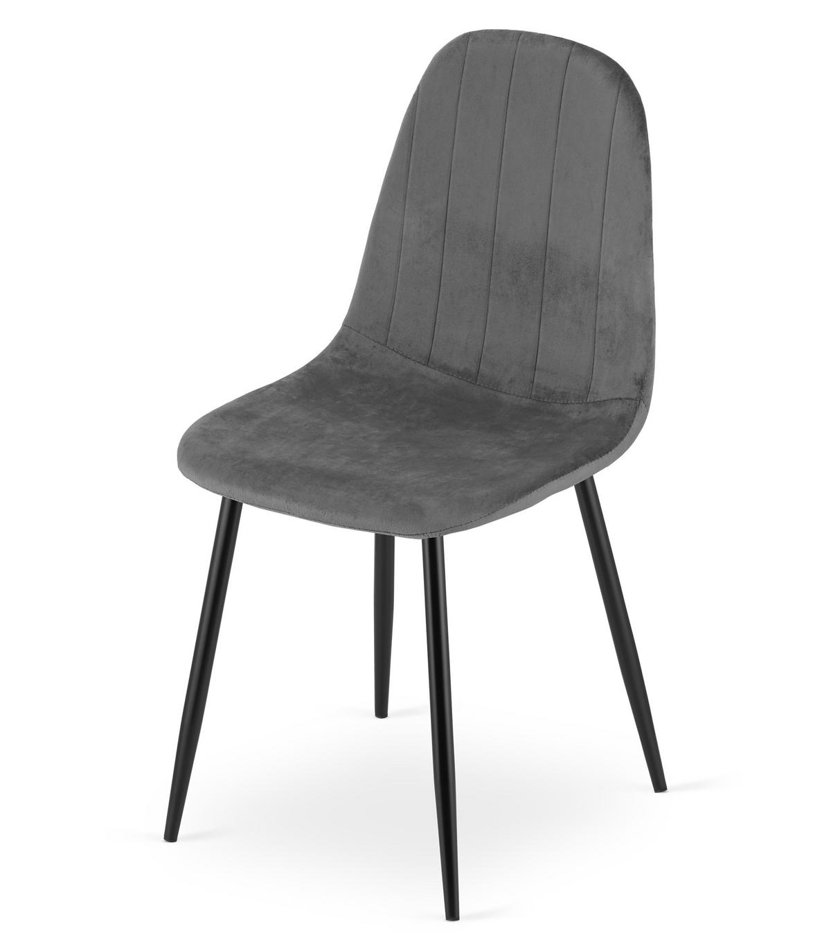 STUHL Dunkelgrau 44,5x53 cm PADVA Samtbezug - Schwarz, Metall (44.5/41/53cm)