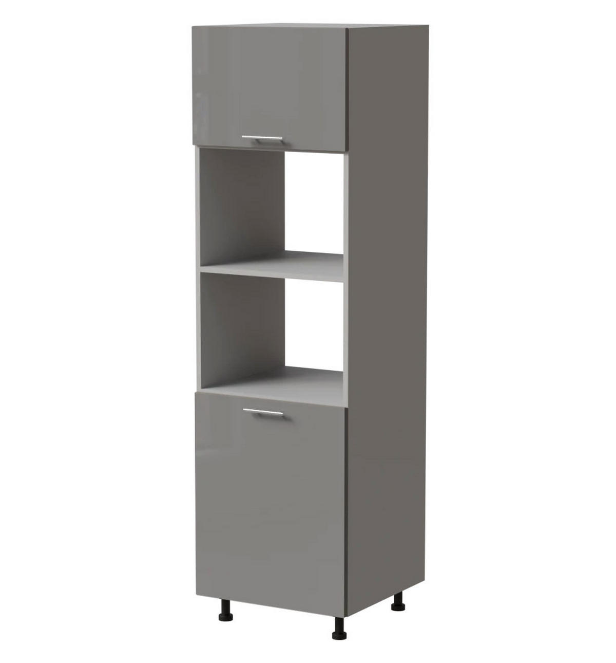 BACKOFENUMBAUSCHRANK Essen D14/RU/60/207 Grau Hochglanz / Grau Matt 60 / 59 / 207cm - Grau, Holz/Holzwerkstoff (60/207/59cm) - Feldmann-Wohnen