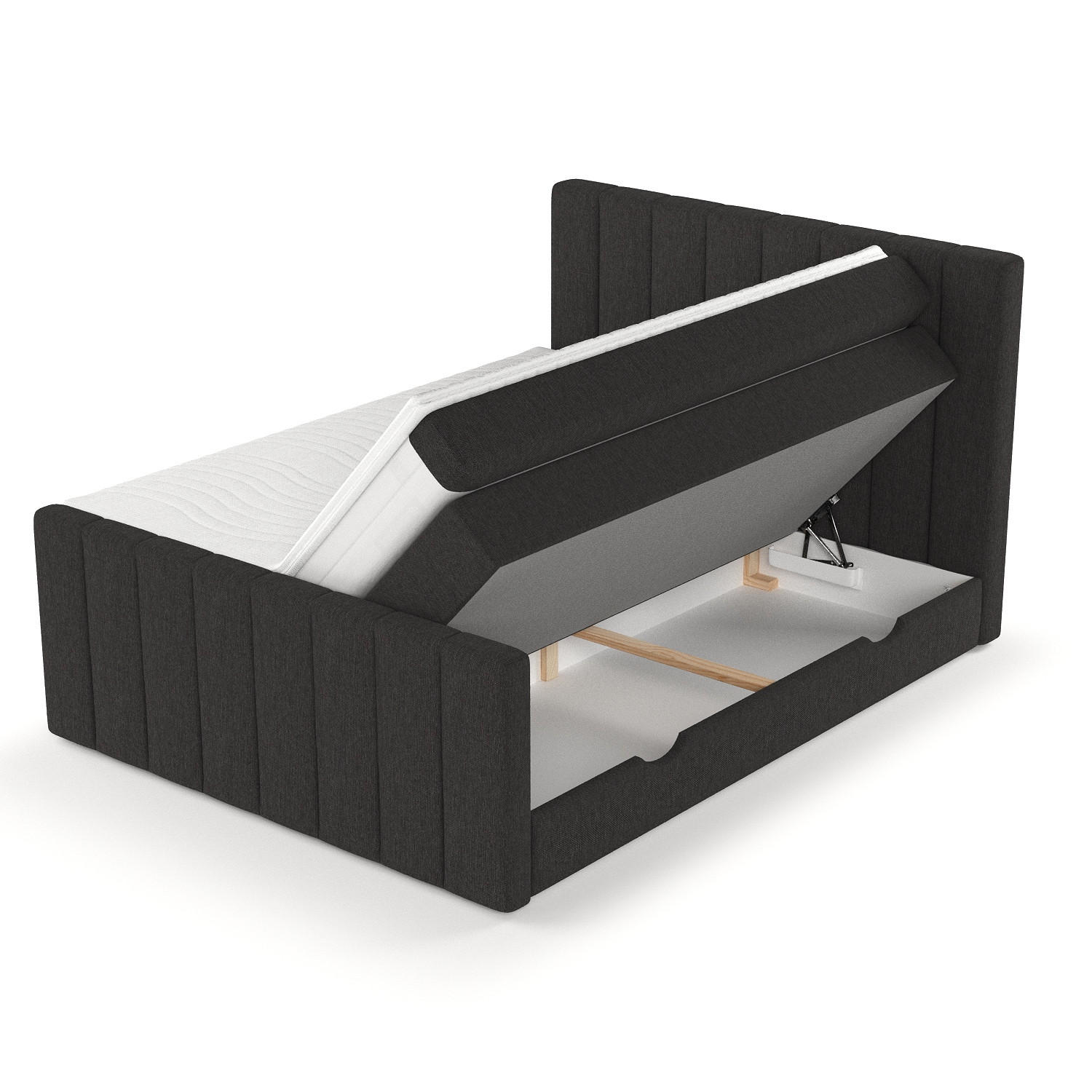BOXSPRINGBETT Ruby Schwarz 200/200 cm mit Matratze und Topper - Schwarz, Holz/Holzwerkstoff (200/200cm) - Maison de Reve
