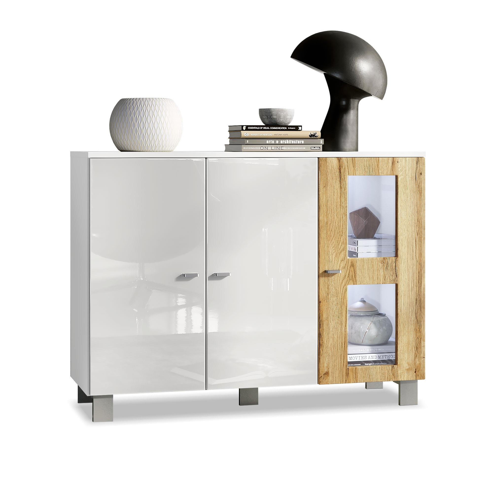SIDEBOARD Denjo Tür in Eiche Natur - Eichefarben, Holzwerkstoff (107/81/35cm) - Vladon