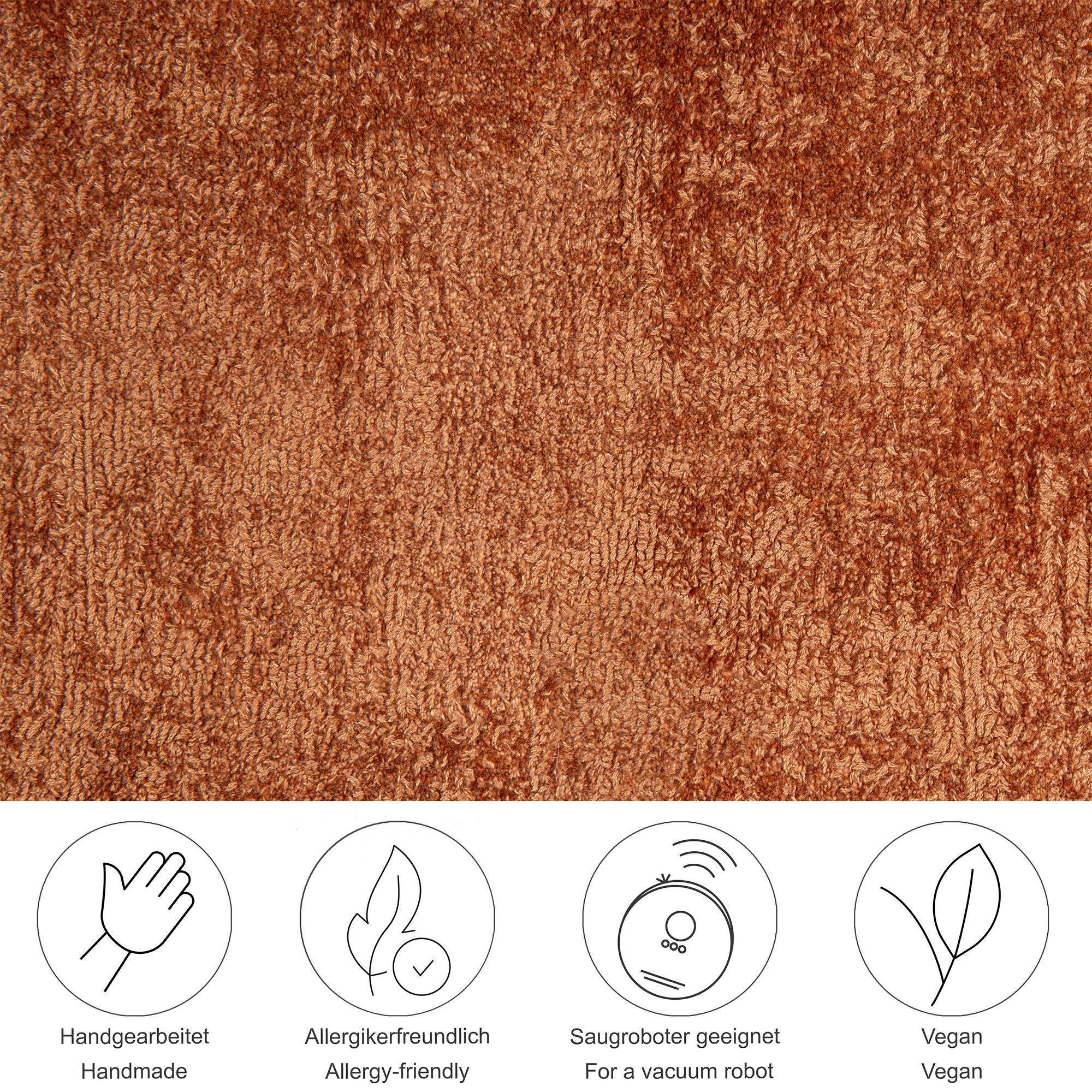 VISKOSETEPPICH Star 120x120 cm - Kupferfarben, Textil (120/120cm) - THEKO