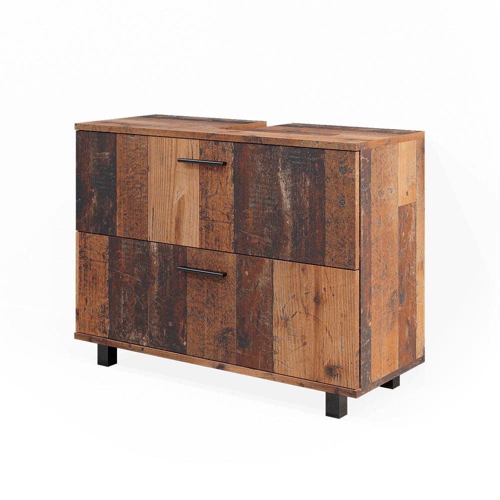 WASCHBECKENUNTERSCHRANK Ilias Eiche rustikal 80 x 60 cm mit 2 Schubladen - Wildeiche, Holzwerkstoff (80/60.8/33cm) - Vicco