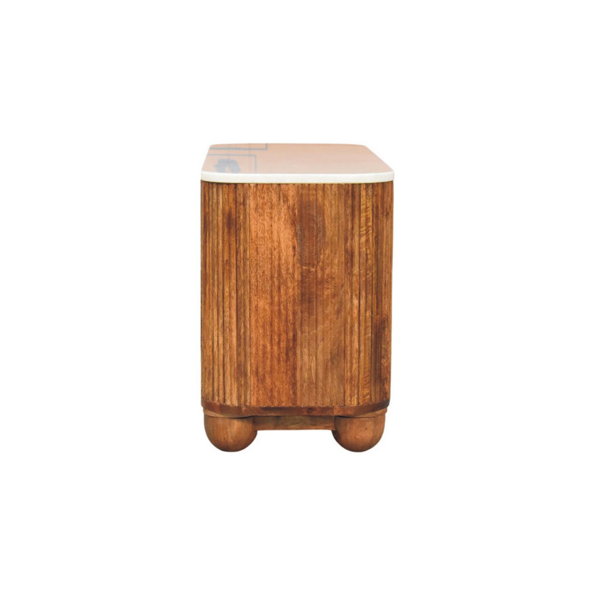 LAVICA s povrchovou úpravou Golden Teak, 2 otvorené police, mramorová doska, hnedá - hnedá, drevo/prírodné materiály (90/50/34cm) - Artisan Furniture