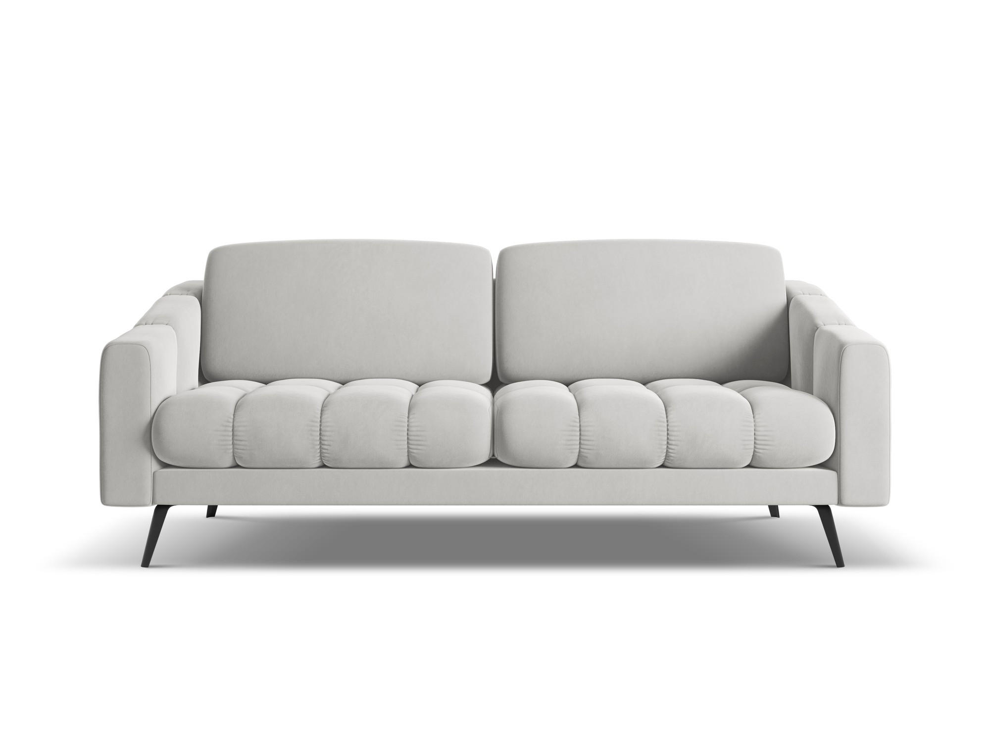 3-SITZER SOFA Samt Stoff Grau - Silberfarben/Schwarz, Textil/Metall (202/80/95cm) - Makamii