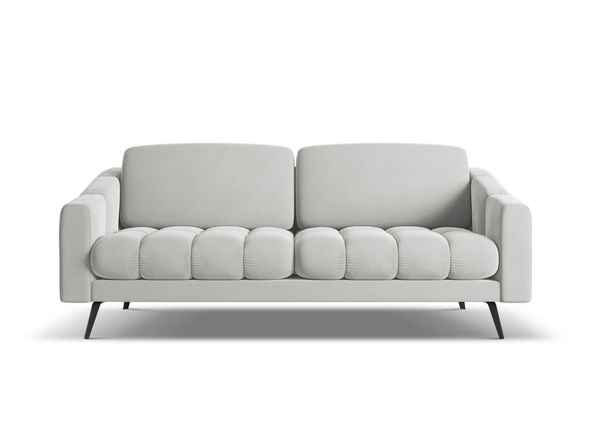 3-SITZER SOFA Samt Stoff Grau - Silberfarben/Schwarz, Textil/Metall (202/80/95cm) - Makamii