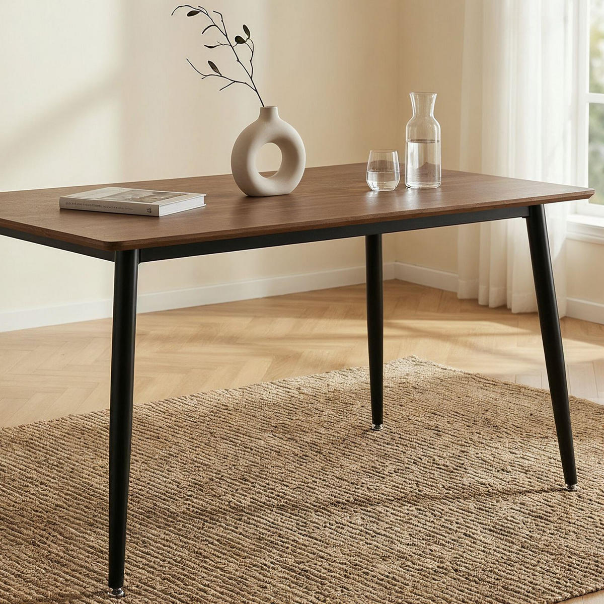 ESSTISCH NORA nussbaum - Nussbaumfarben, Holzwerkstoff/Metall (80/120/75cm) - IDIMEX