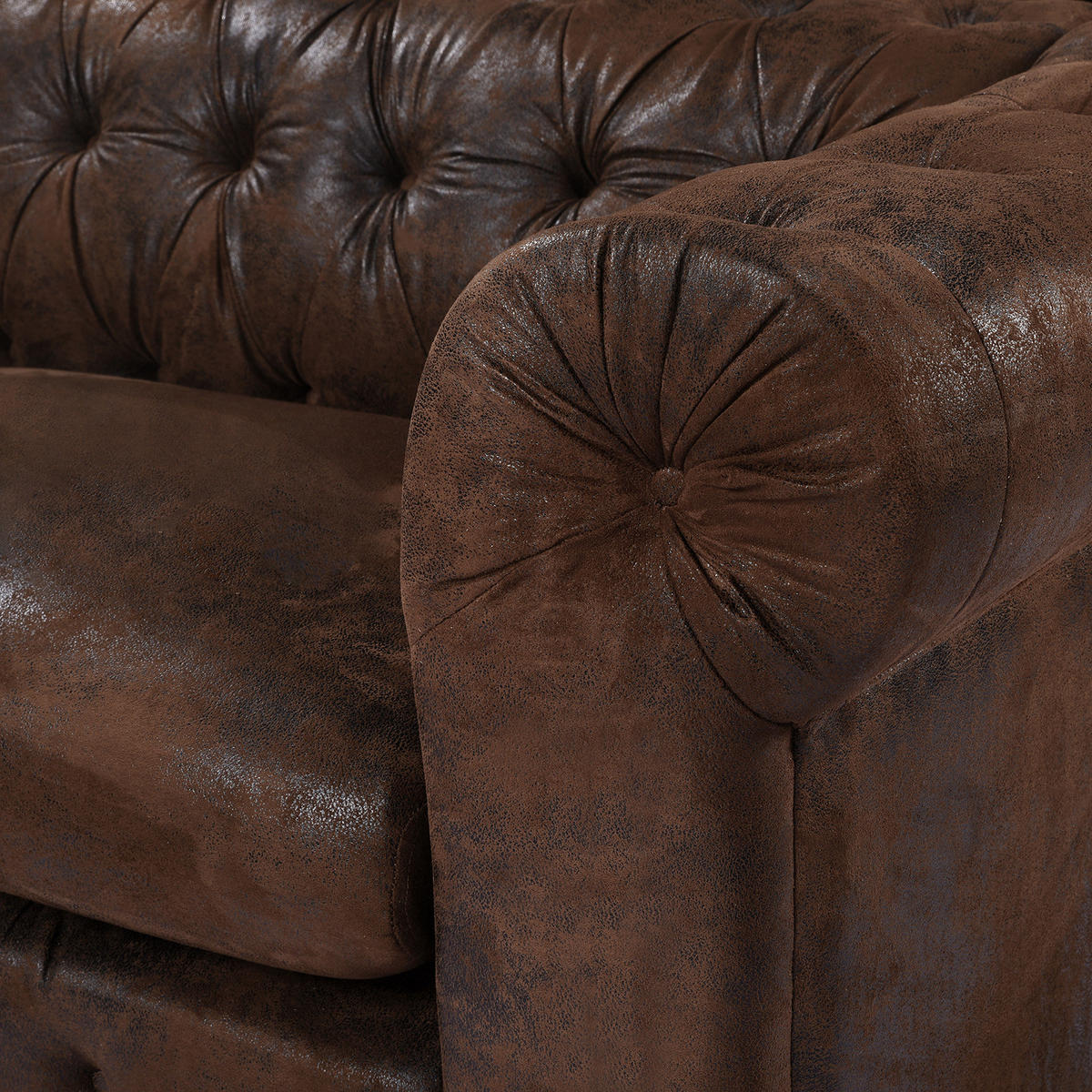 3-SITZER SOFA - Antiklederlook, Braun - Braun, Textil (228/74/94cm) - home24