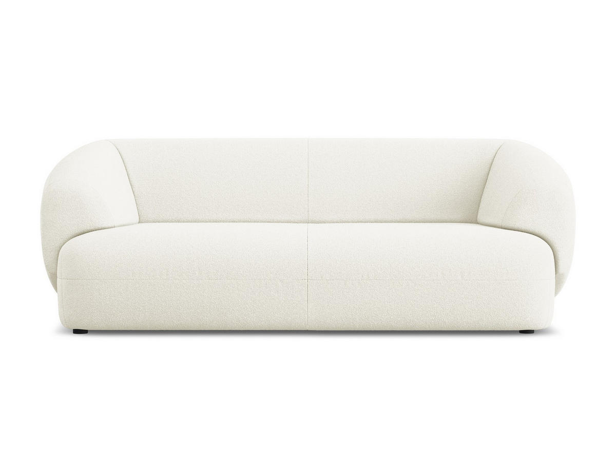 3-SITZER SOFA Bouclé Stoff Weiß - Schwarz/Weiß, Kunststoff/Textil (212/81/98cm) - Makamii