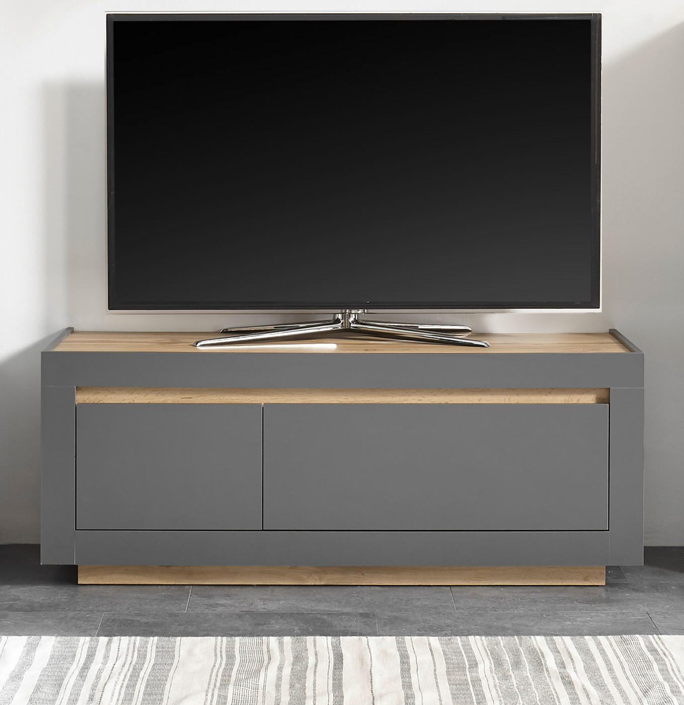 TV-LOWBOARD anthrazit, Wotan Eiche, TV Unterteil 140 x 56 cm - Eichefarben/Anthrazit, Holzwerkstoff (140/56/50cm) - Furn.Design