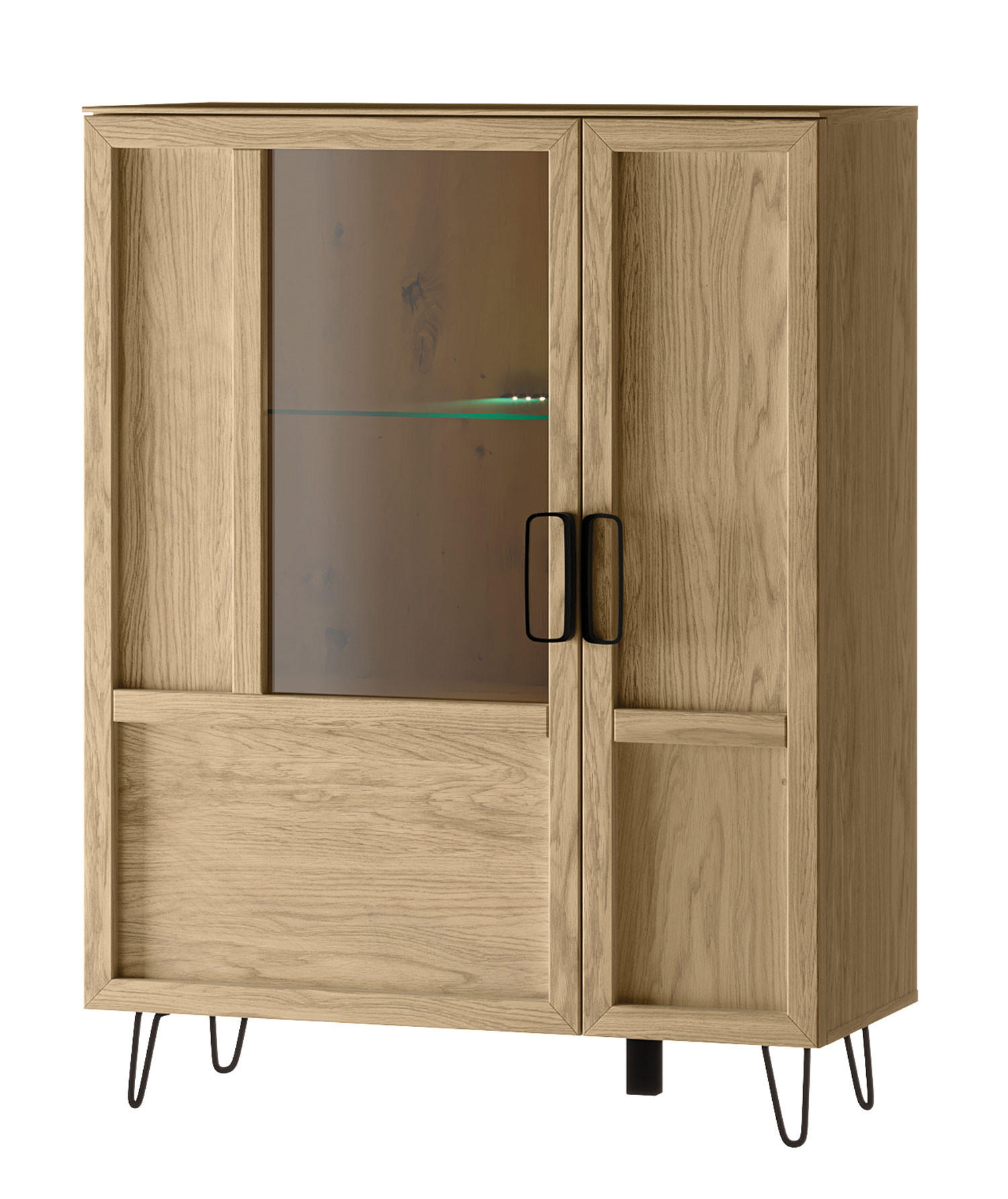 STANDVITRINE Limbo Eiche Artisan 95 / 42 / 124cm - Eiche Artisan/Braun, Holz/Metall (95/124/42cm) - Feldmann-Wohnen