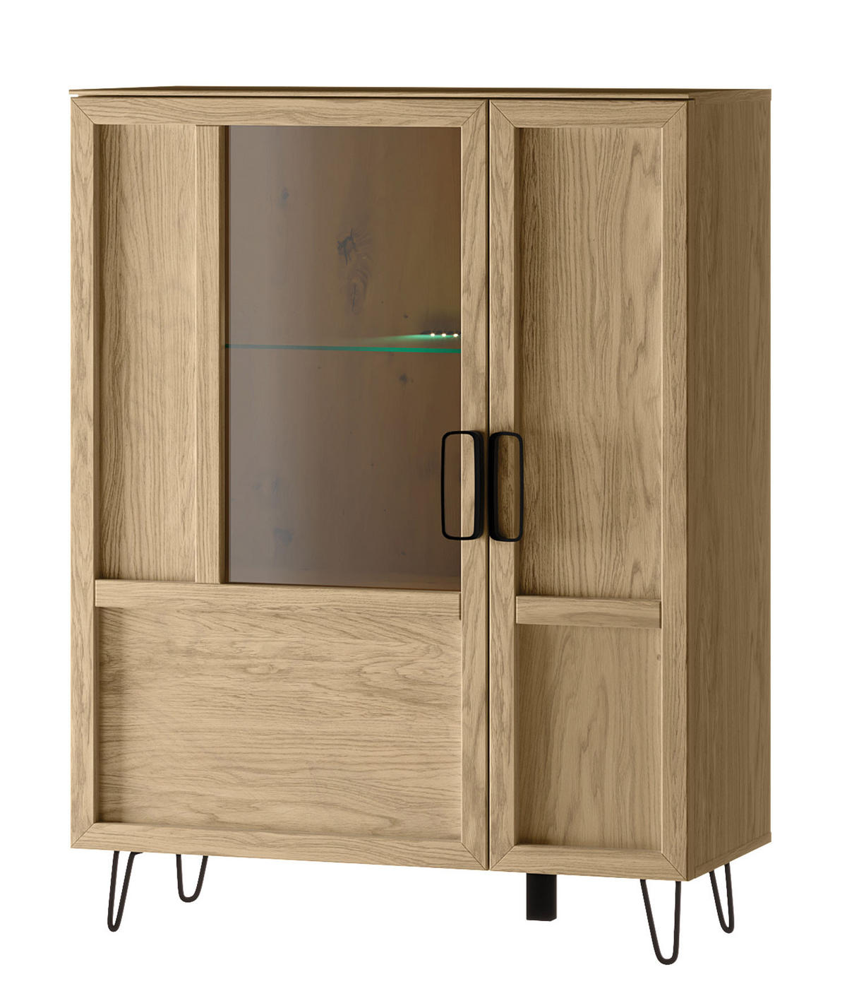 STANDVITRINE Limbo Eiche Artisan 95 / 42 / 124cm - Eiche Artisan/Braun, Holz/Metall (95/124/42cm) - Feldmann-Wohnen