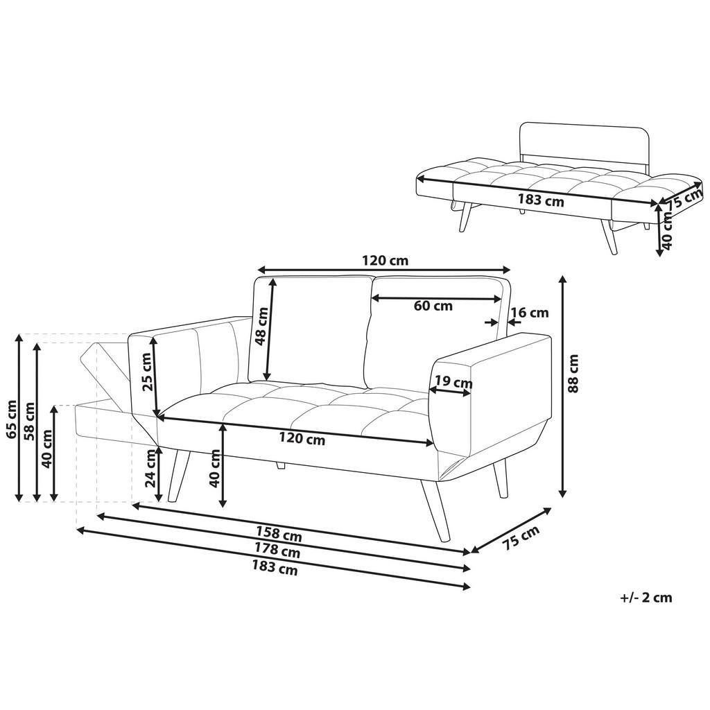 Thumbnail - Beliani 2-Sitzer-Schlafsofa, Schwarz, Schwarz, Textil, 167x90x75 cm, Wohnzimmer, Sofas & Couches, Schlafsofas