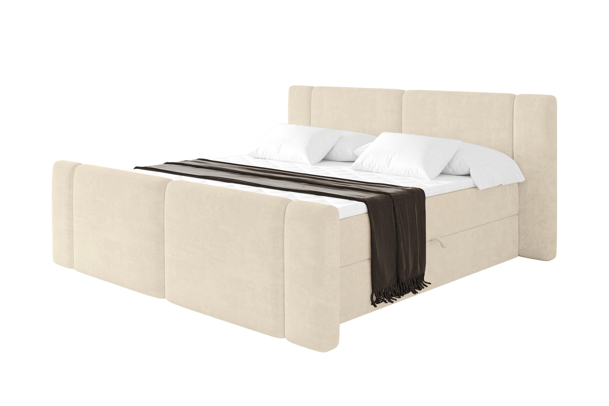 BOXBETT mit Matratze H4 - EVON Zanozek - 140x200 cm Beige - Champagner, Holzwerkstoff (140/200cm) - ALTDECOR