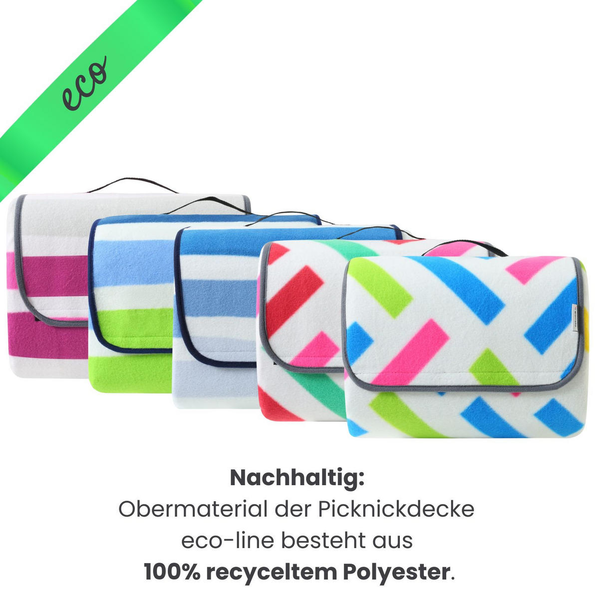 PICKNICKDECKE XXL 200x200 ecoline 100% recyceltes Fleece Grafik pink - Pink, Textil (200/200cm) - wometo