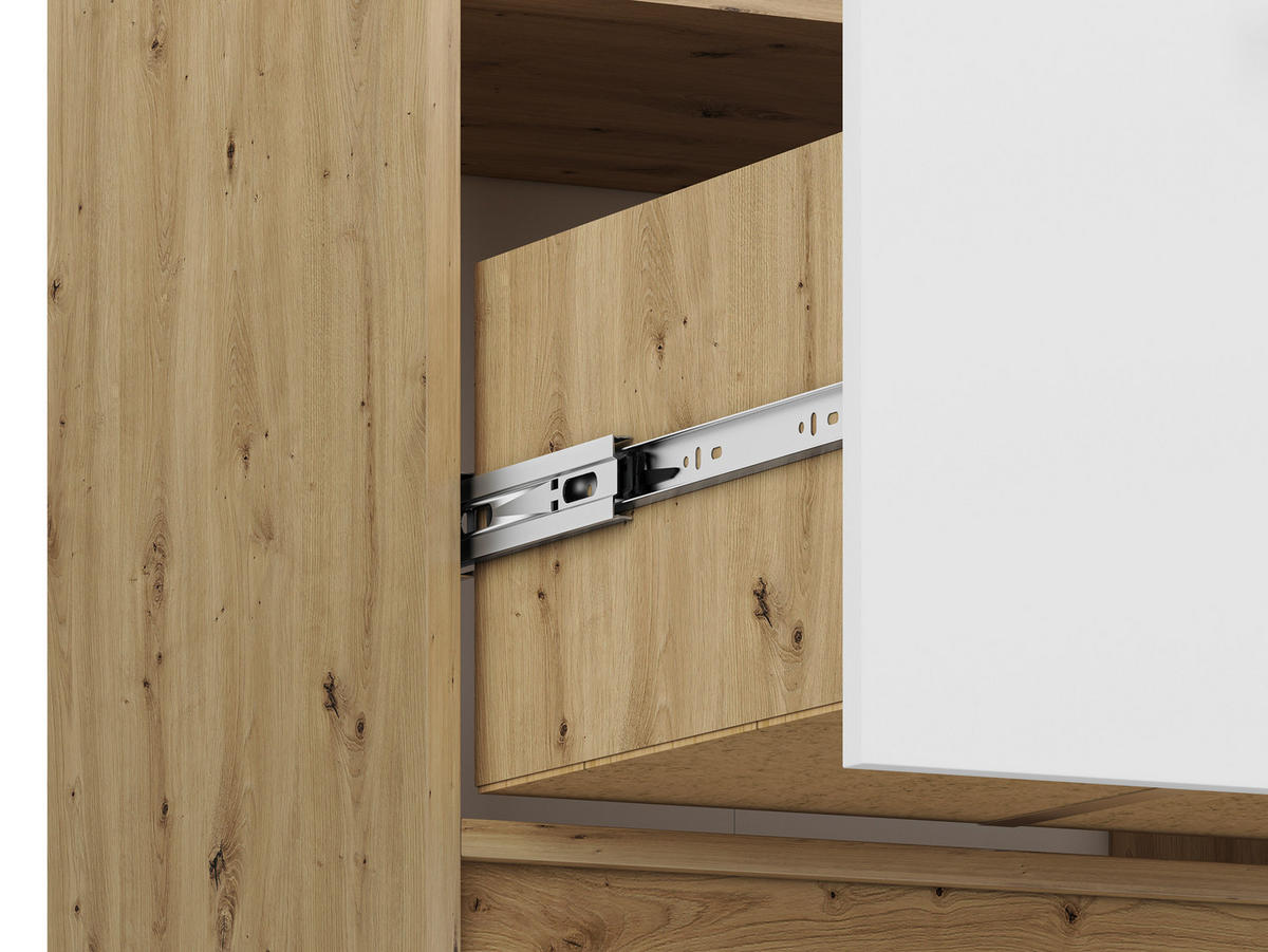 HIGHBOARD Fini Artisan Eiche / weiß / anthrazit 92 / 42 / 139cm - Weiß/Braun, Holz/Holzwerkstoff (92/139/42cm) - Feldmann-Wohnen
