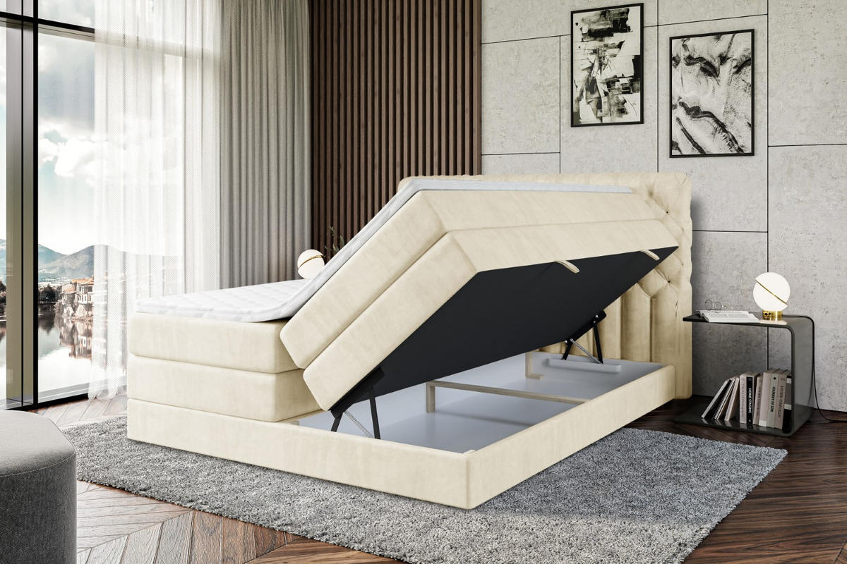 BOXSPRINGBETT BOXI8 KING - 120x200 - H3/H4 - Beige - Beige, Holzwerkstoff (120/200cm) - ALTDECOR