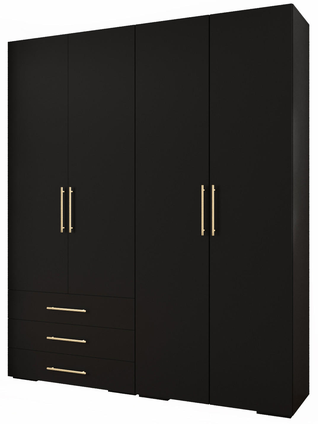 Abiks Möbel Garderoben-Set Schwarz, Gold 200x236.7x47 cm