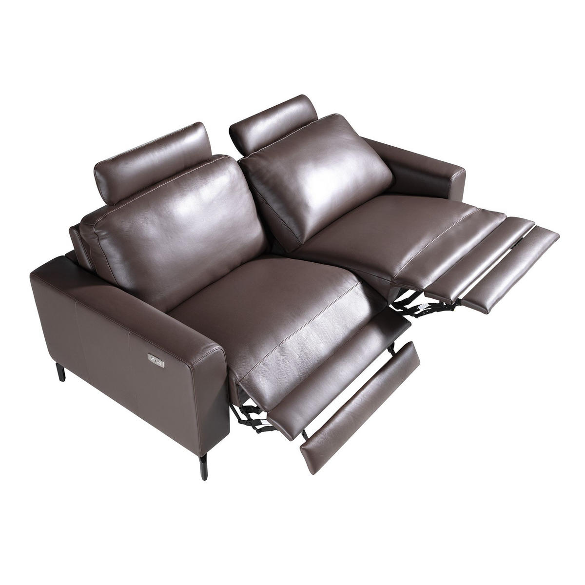 SOFA 3-Sitzer-Relax aus schokoladenbraunem Leder 206/98/89 cm - Dunkelbraun/Schwarz, Leder/Metall (206/89/98cm) - ANGEL CERDA