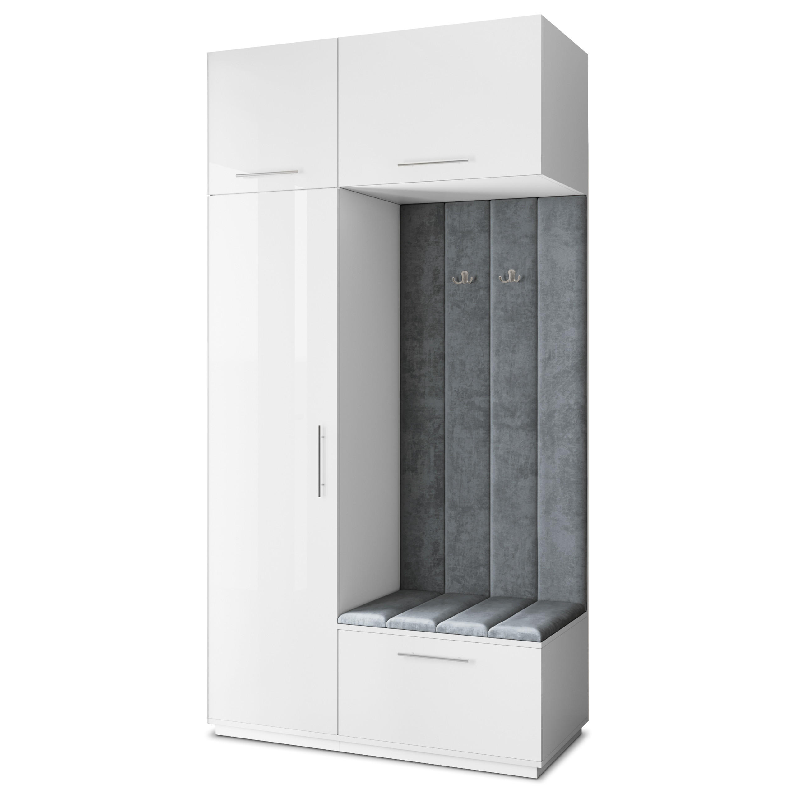 Masseno Garderobenschrank Weiß, Grau 120x240x60 cm