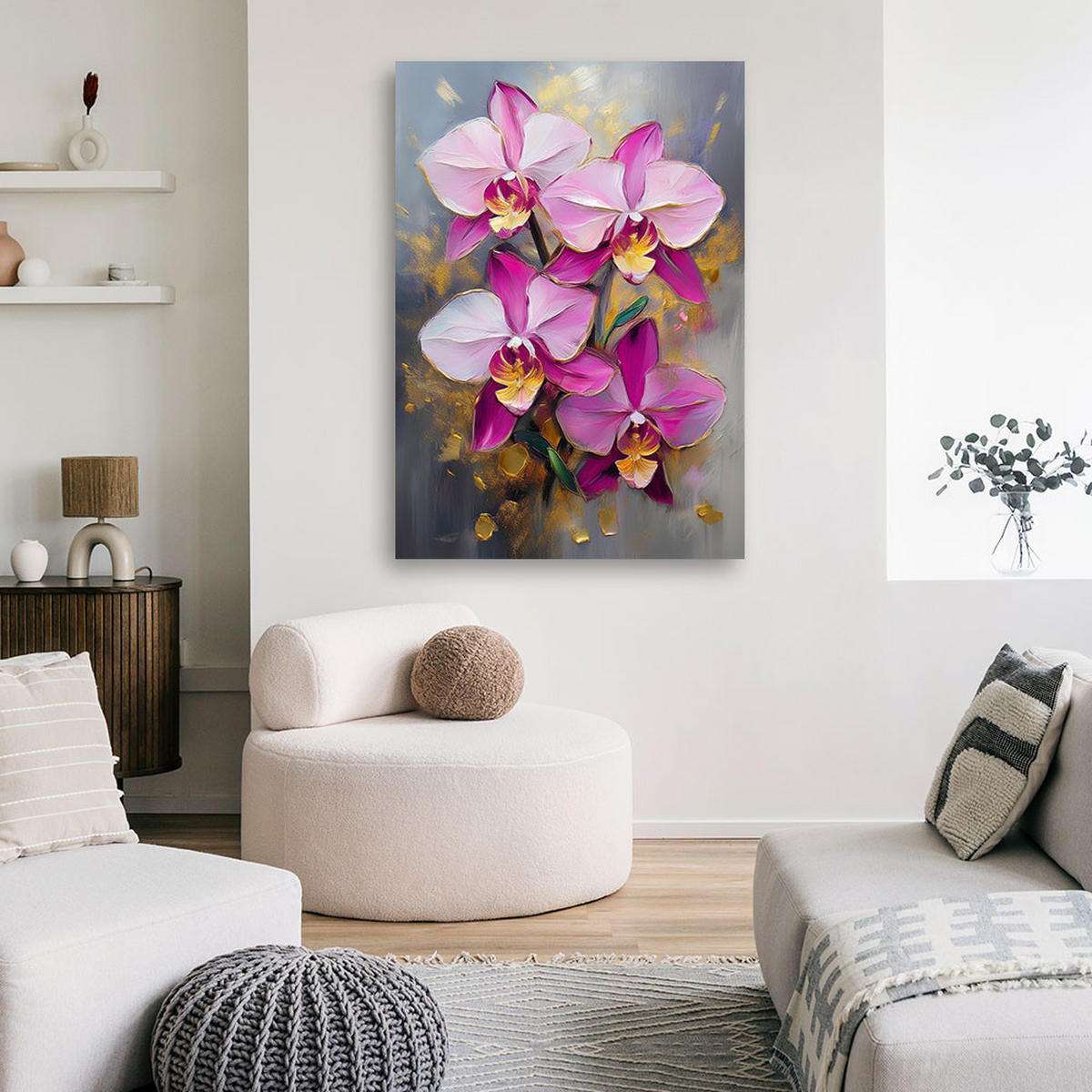 WANDBILD orchideen rosa blumen zusammenfassung - Pink, Textil (40/60cm) - Feeby