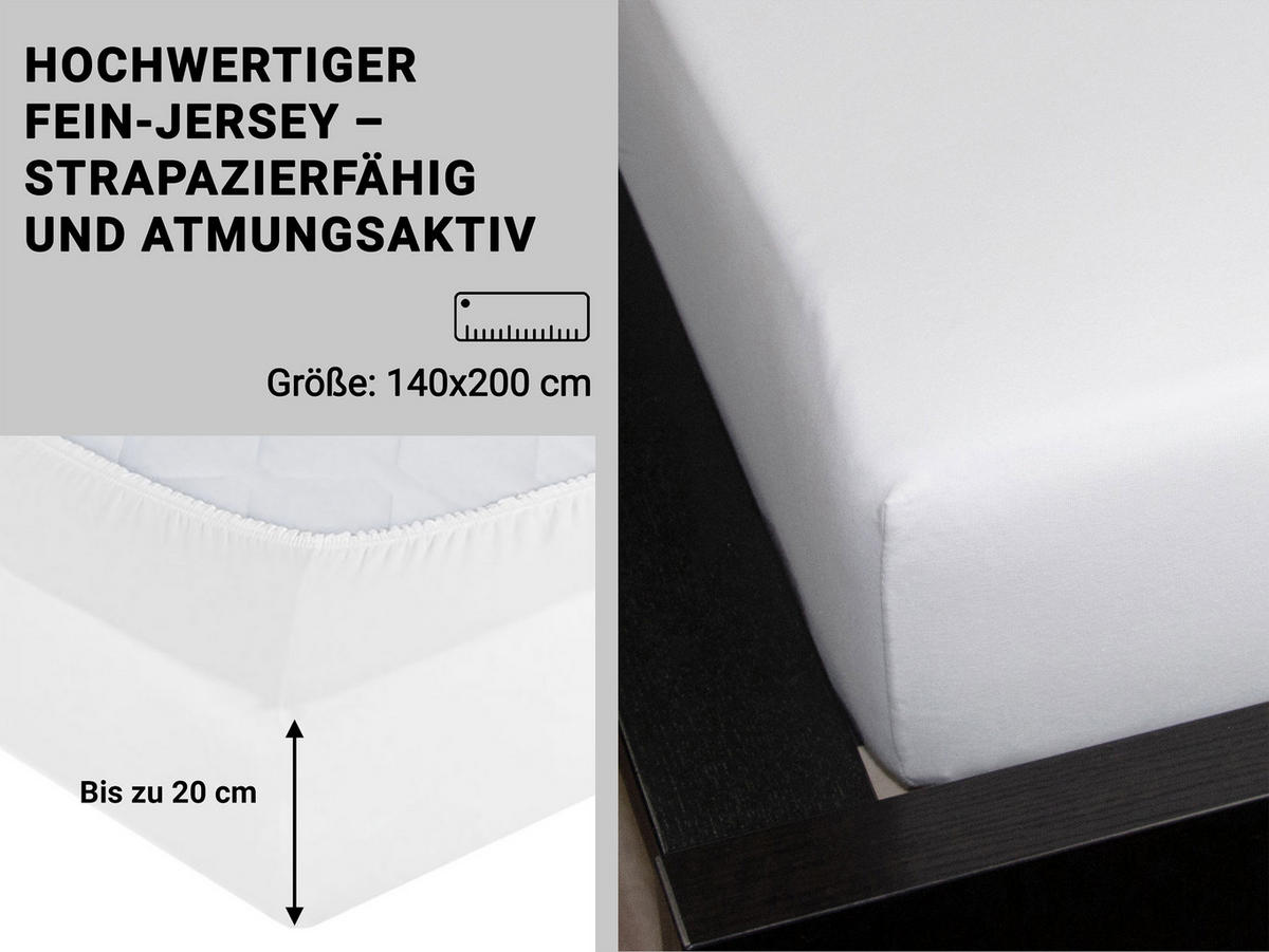 SPANNBETTLAKEN, 140x200 cm, 100% Baumwolle, Weiß - Weiß, Textil (140/200cm) - Zollner