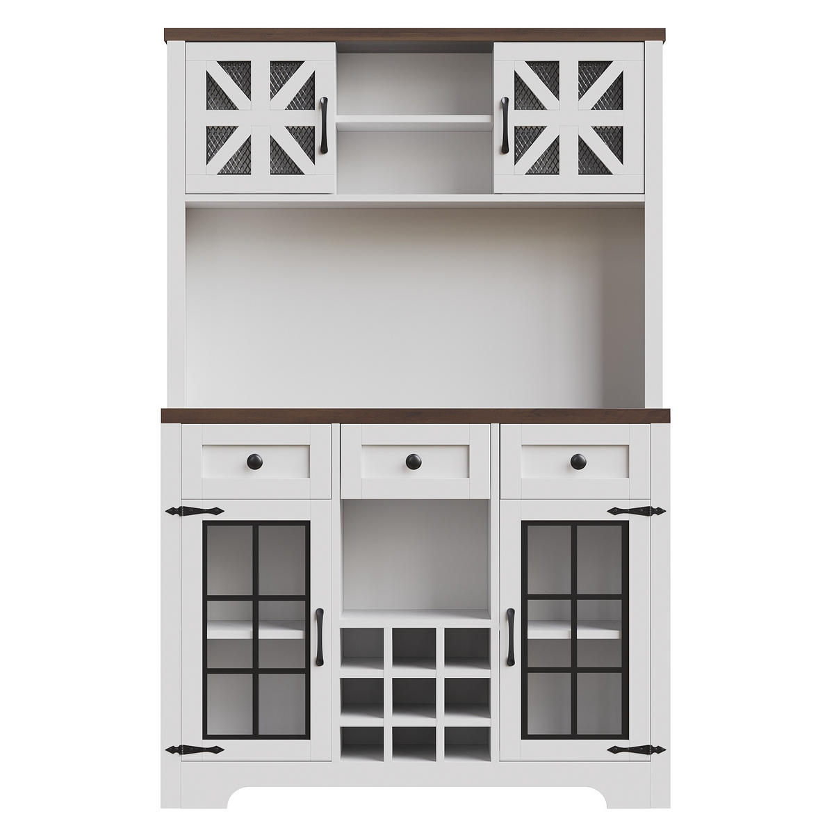 BUFFET 120/40/180 cm Weiß aus MDF und Glas mit LED - Weiß, Holzwerkstoff (120/180/40cm) - OKWISH