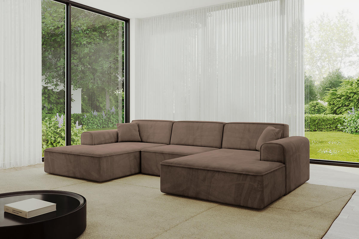 WOHNLANDSCHAFT IREA-U1-v3 - 303x171x79 cm Braun - Braun, Holzwerkstoff/Textil (303/79/171cm) - ALTDECOR