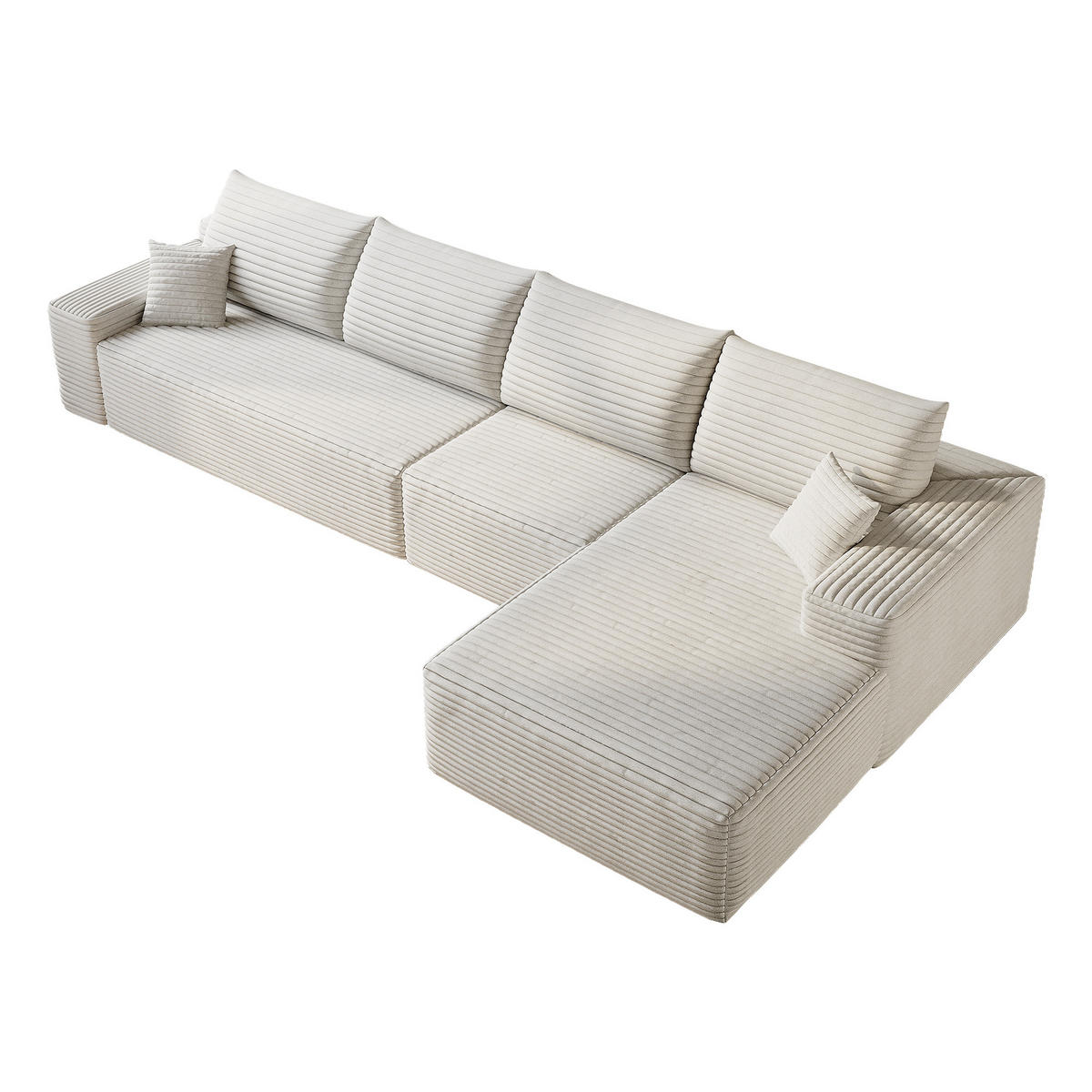 ECKSOFA 340/175/83 cm Weiß mit L-förmiger Chaiselongue, Rechte Seite - Weiß, Textil (340/175cm) - Oxeza