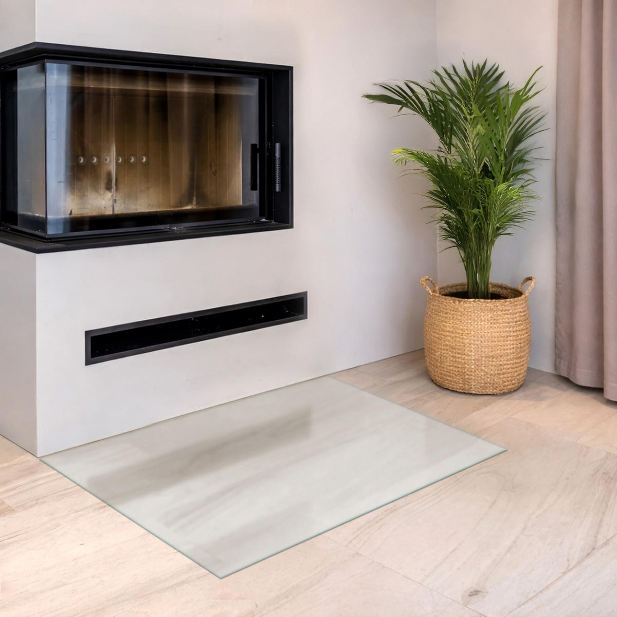 SKLENĚNÁ PODLOŽKA pod kamna 100x70 cm – mléčné sklo - průhledná, sklo (100/70/0.4cm) - TULUP