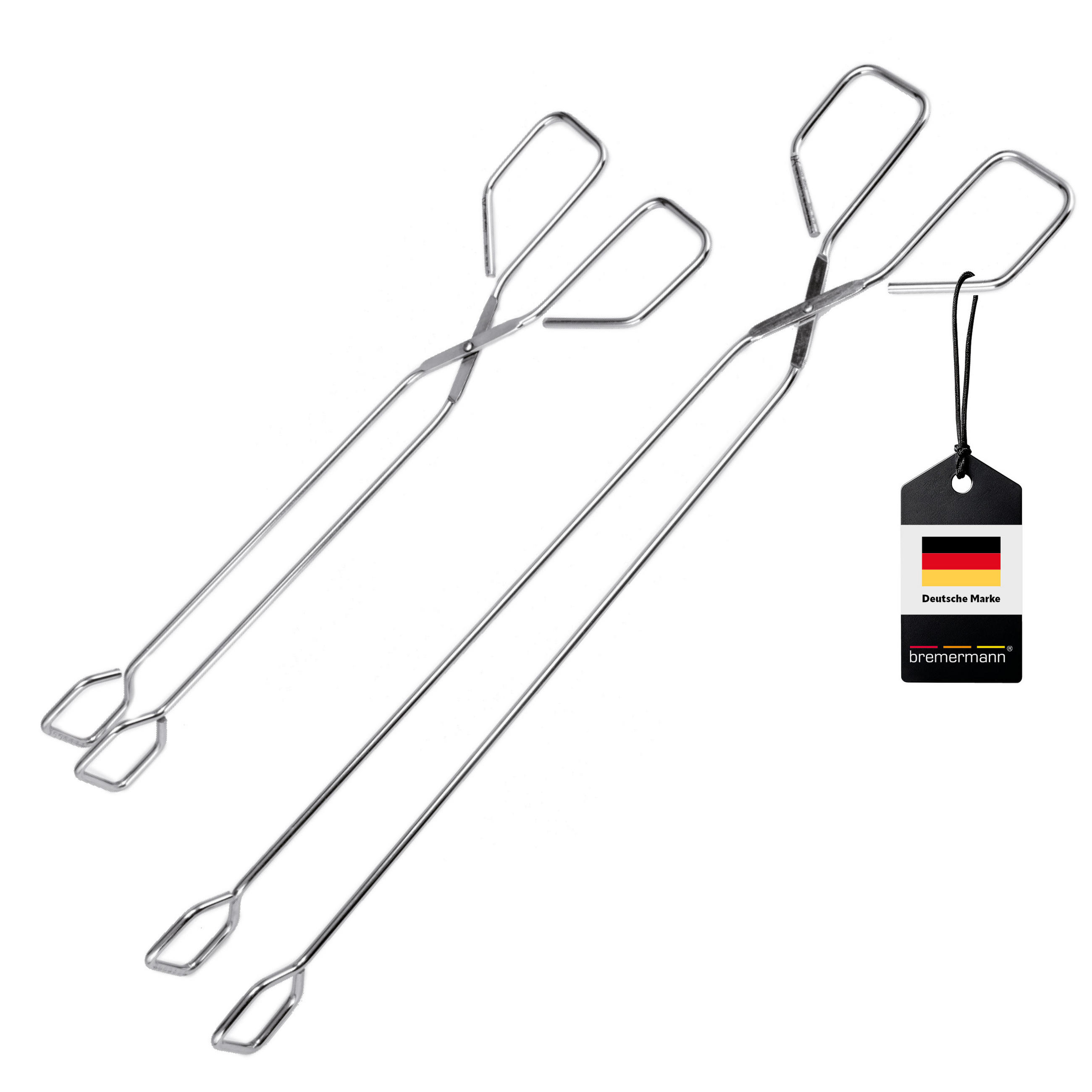 GRILLZANGE 2er-Set, silber, Edelstahl - Edelstahlfarben, Metall (39.5cm) - bremermann