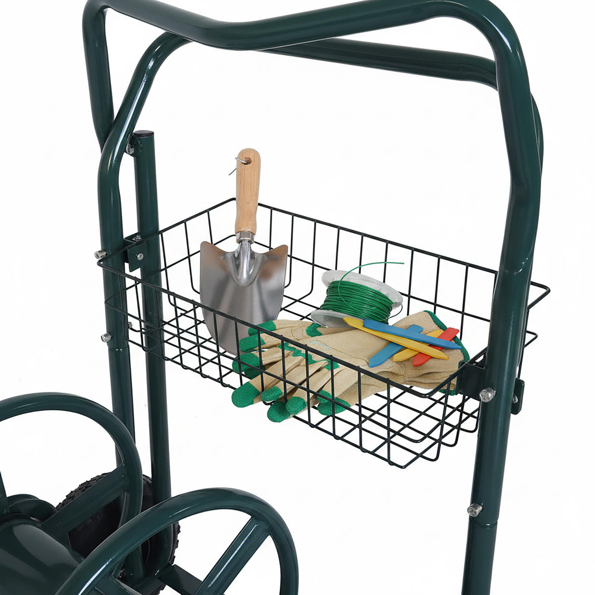 SCHLAUCHWAGEN Grün Stahl für 60 m Schlauch - Dunkelgrün, Kunststoff/Metall (66/94/60cm) - Relaxdays