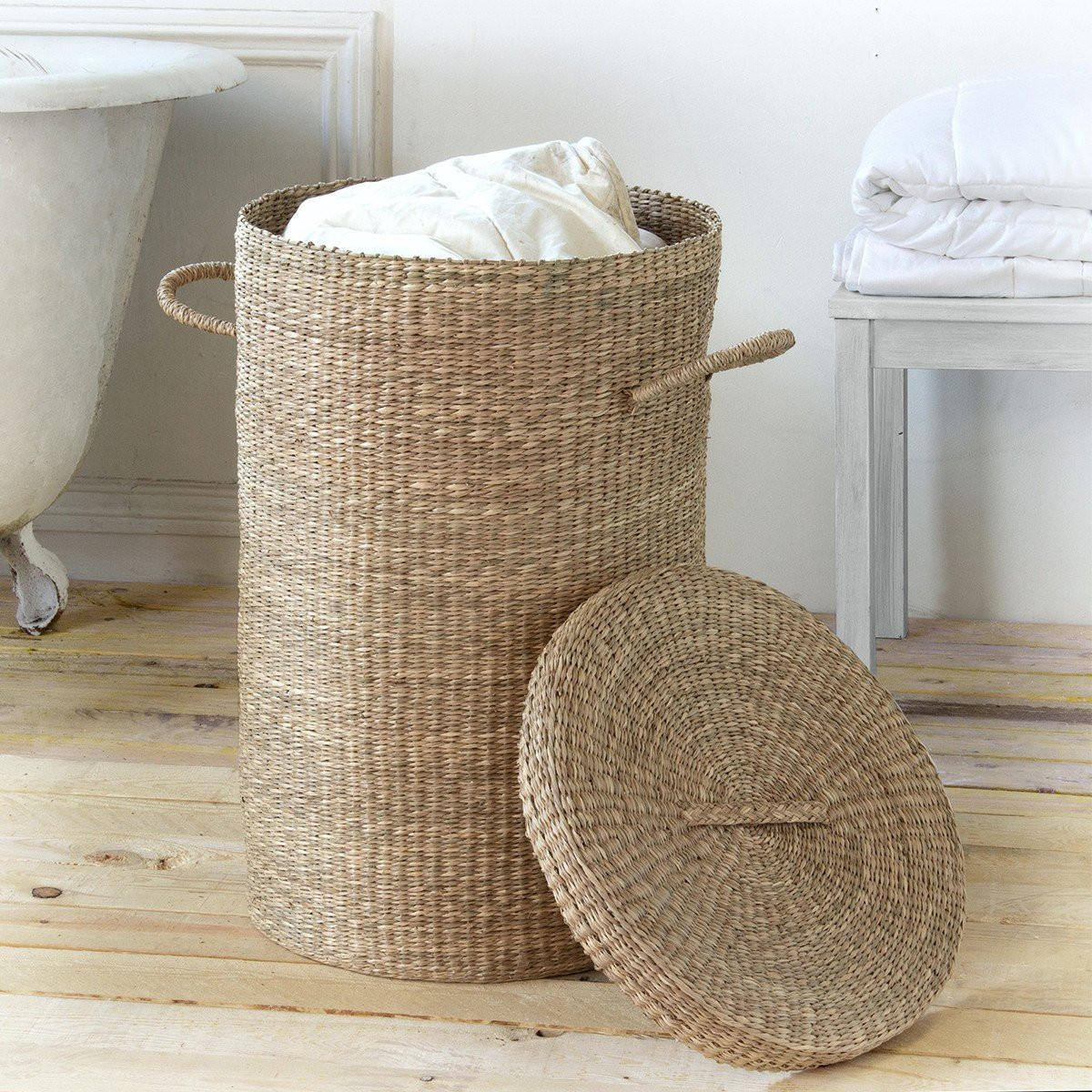 WÄSCHEKORB aus natürlichem Seegras - Apfelbaumfarben, Naturmaterialien (40/60/40cm) - Calicosy