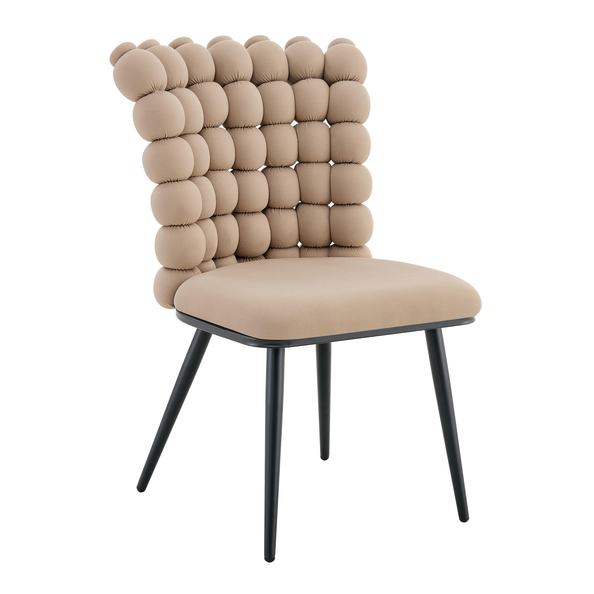 STUHL-SET DE-36754 2 Stück mit Kugelketten-Rückenlehne und Samtbezug Camelfarben - Sandfarben, Metall (48/88/54cm) - ComfortXL