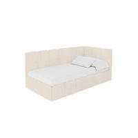 EINZELBETT Jugendbett mit Bettkasten Links, mit Matratze - LIVY 100x200 Beige - Sandfarben, Holzwerkstoff/Textil (100/200cm) - ALTDECOR