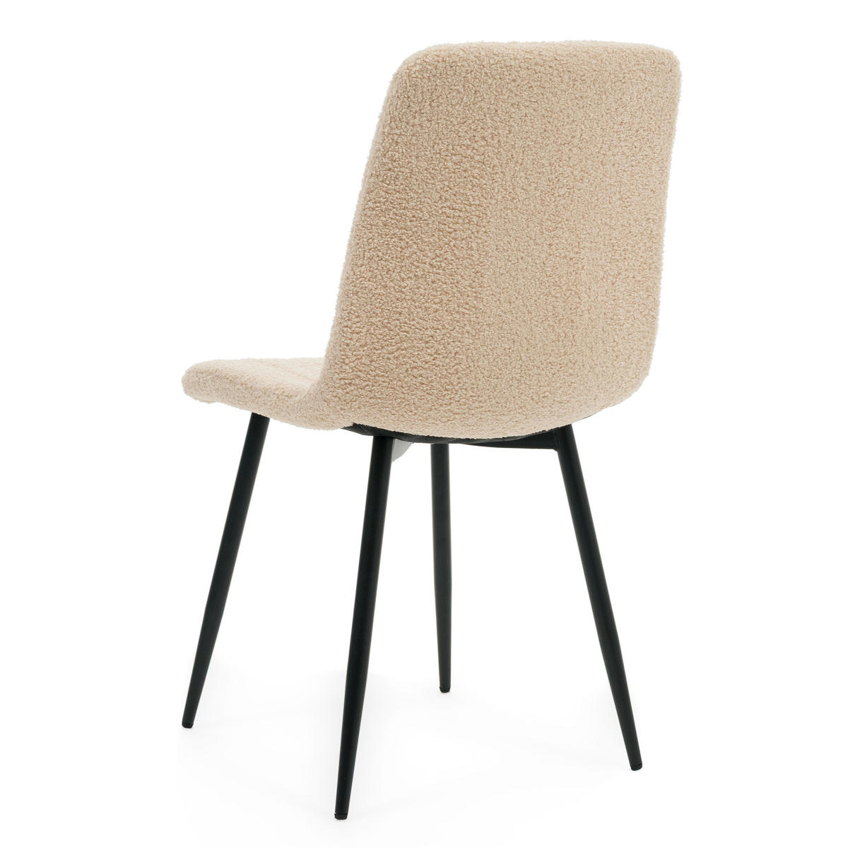 STUHL GELA gepolstert mit Steppung - dunkelbeige - Boucle TEDDY - Beige/Schwarz, Textil/Metall (45/89/53cm) - NEW HOME