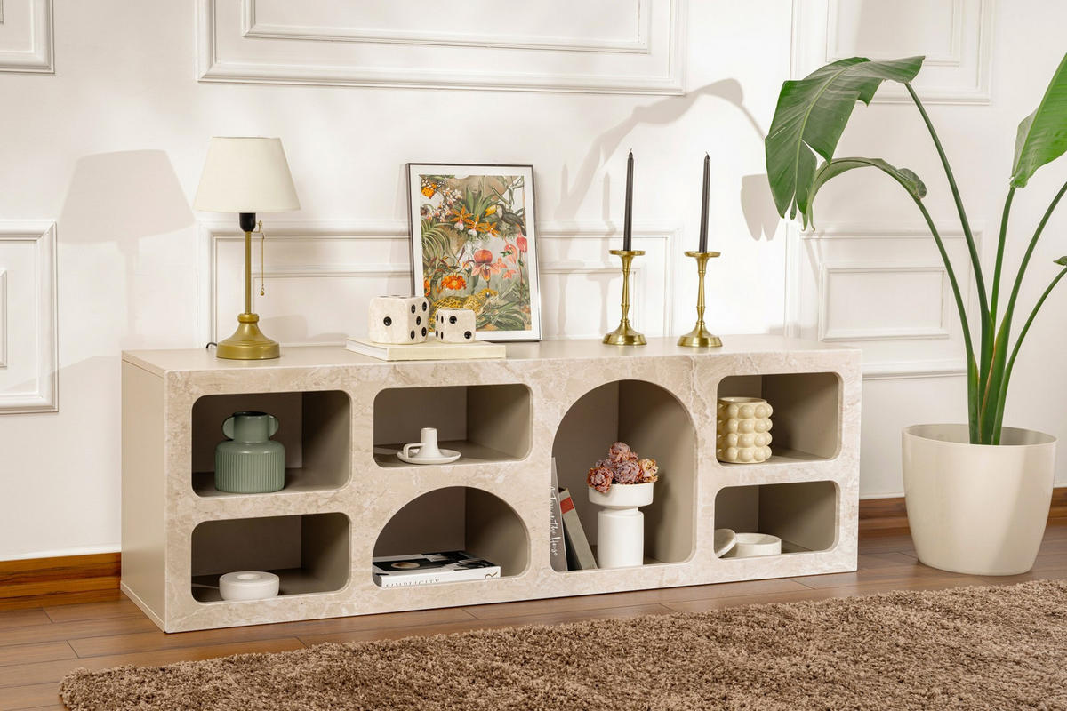 BUFFETSCHRANK ferlis beige - Beige, Holz (40/51/160cm) - Habitat Garten