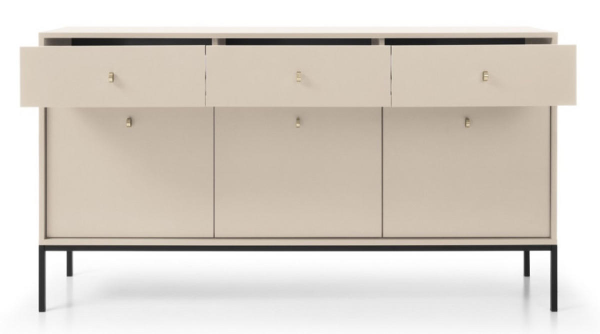 SIDEBOARD Beige MONAKO MKSZ154 Mit Schwarzem Rahmen - Beige, Holzwerkstoff (153.4/83.2/39cm) - Sepro Meble