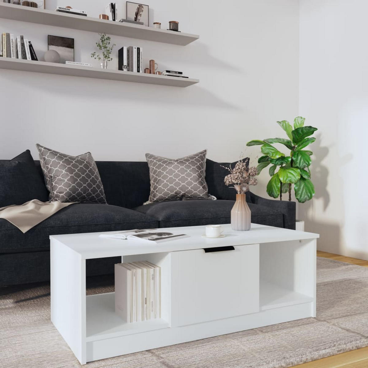 COUCHTISCH Weiß 102x50x36 cm Holzwerkstoff - Weiß, Holzwerkstoff (102/50/36cm) - furnicato