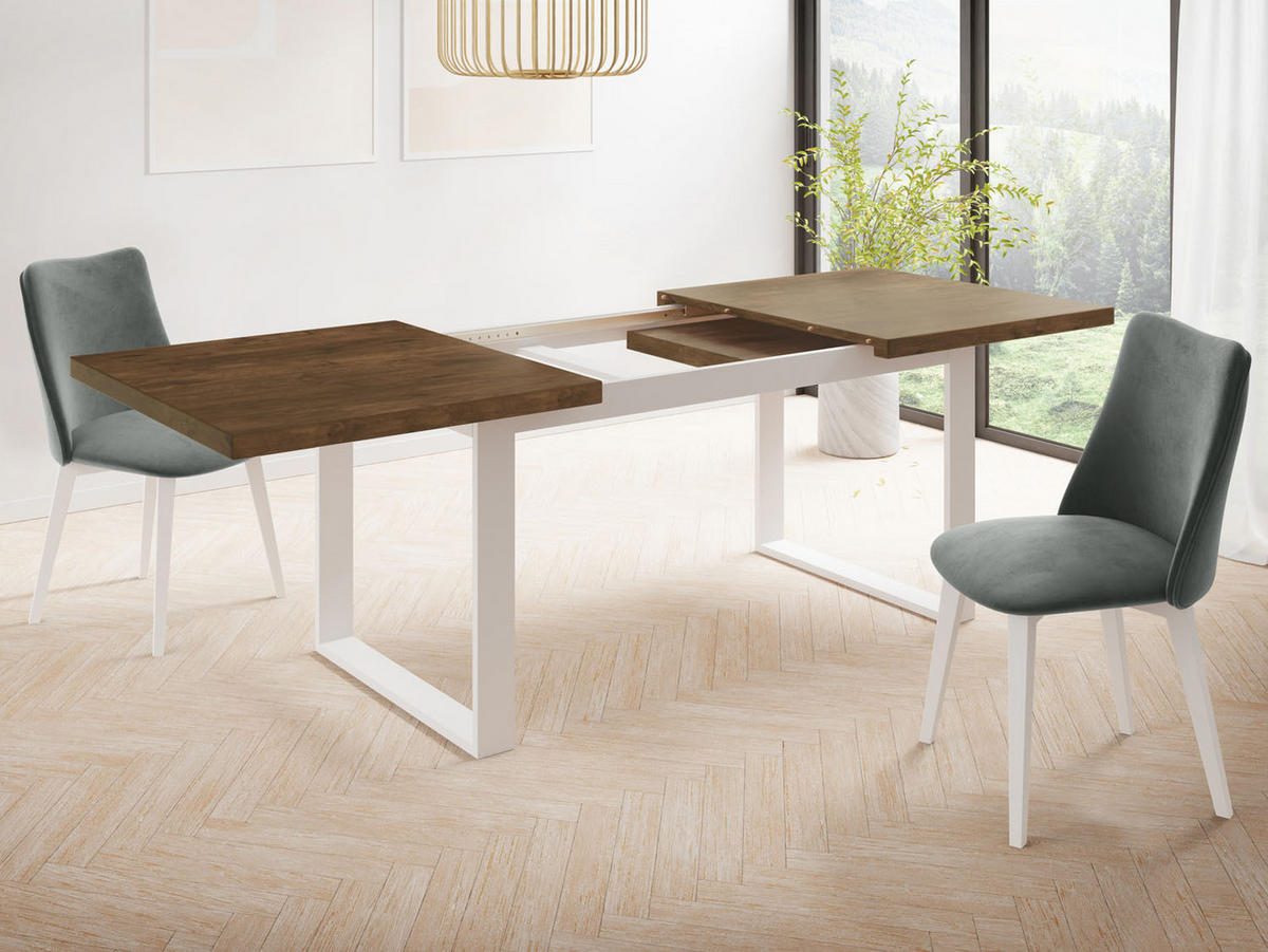 ESSTISCH Sana rechteckig ausziehbar, Lefkas Eiche 140/200/80/75 cm - Alteiche/Weiß, Holzwerkstoff/Metall (140/80/75cm) - WFL GROUP
