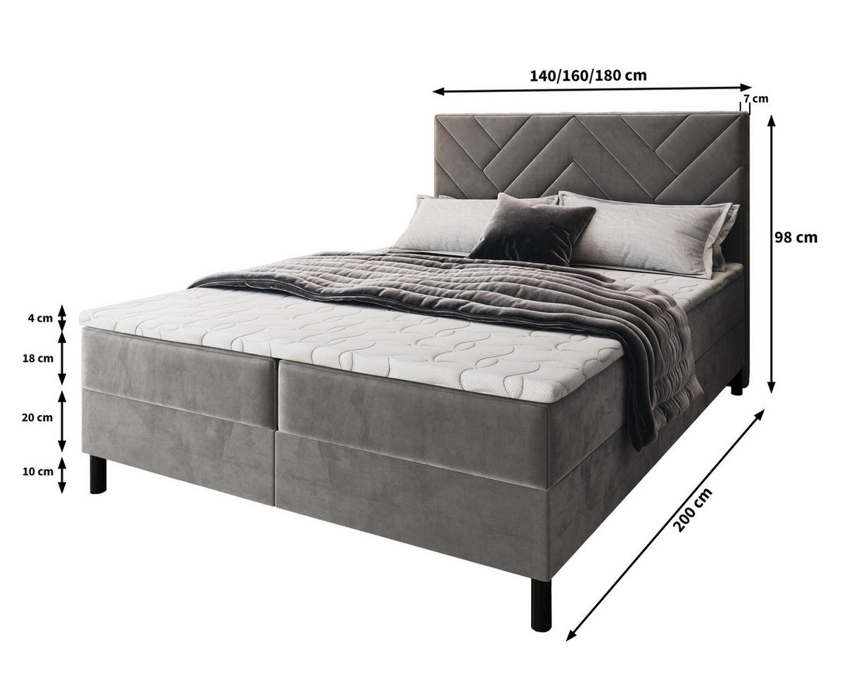 BOXBETT ROKIS 160x200 cm mit Matratze und Topper - Grün - Grün, Holz (160/200cm) - MASSENO