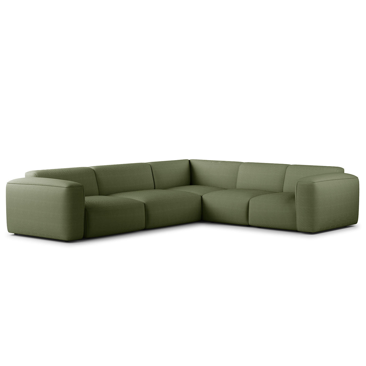ECKSOFA mit Rundecke - Dunkelgrün/Schwarz, Kunststoff/Textil (325/260cm) - home24