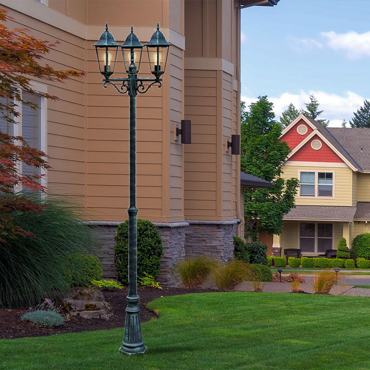 LED STEHLEUCHTE Norderney Schwarz - Schwarz, Glas (58/55/220cm)