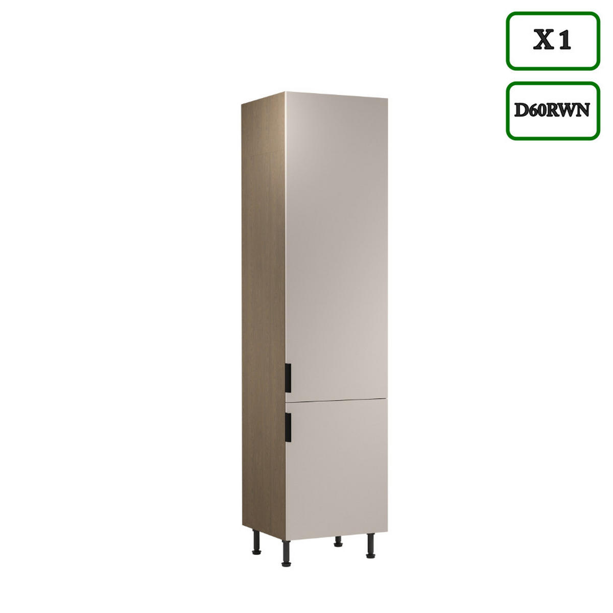 KÜCHENZEILE 400 cm –Sorento K73-M400 - in Beige / Matt - Beige/Schwarz, Holz/Holzwerkstoff (400/247/58cm)