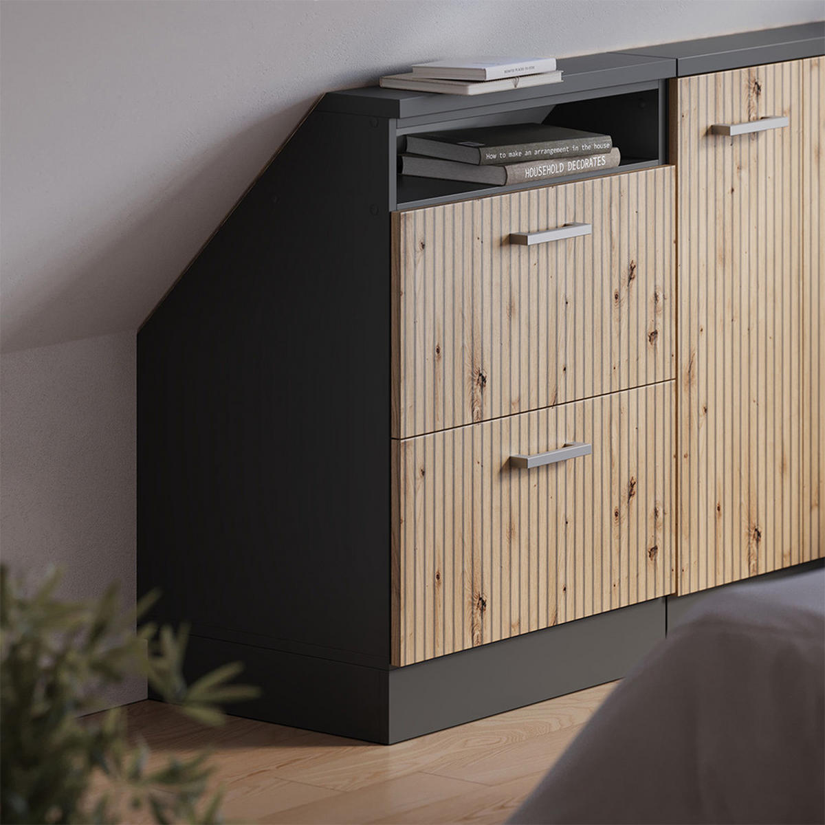 ŠIKMÁ SKŘÍŇ Rion Dub Artisan/antracit - antracitová/dub artisan, kompozitní dřevo (60/81.6/46cm) - Vicco