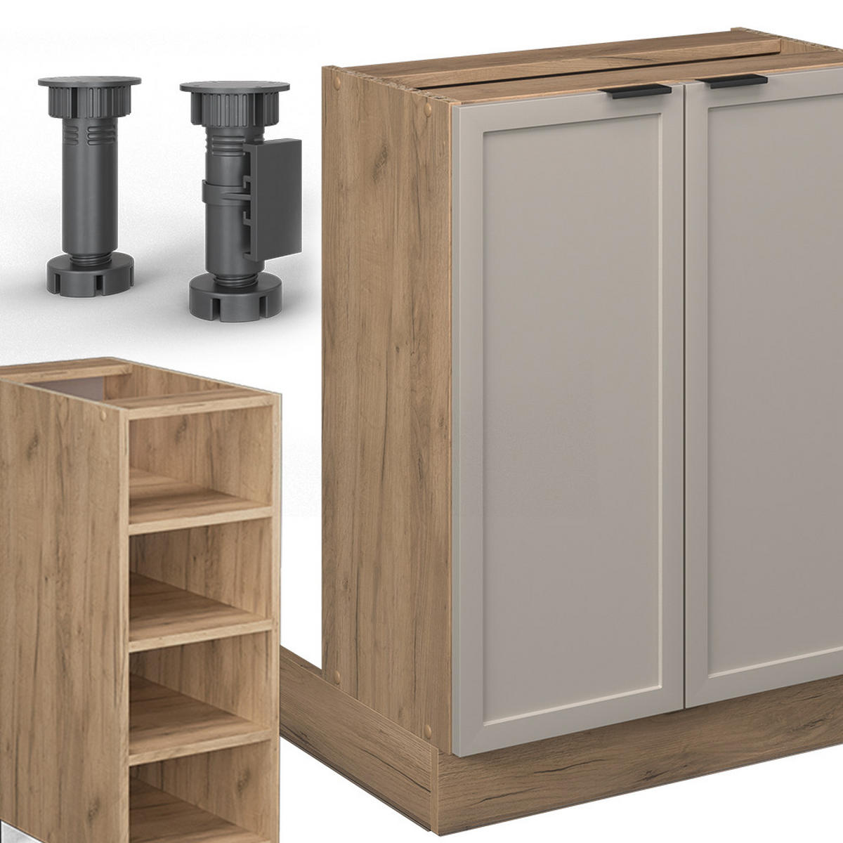 KÜCHENINSEL Fame-Line GrauBeige 90 cm ohne AP - Honigeiche/Grau, Holzwerkstoff (90/82/60cm) - Vicco