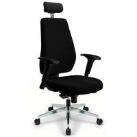CHEFSESSEL V1404 Stoff Schwarz - ergonomisch, 150 kg belastbar, Sitzhöhe 44-57cm - Schwarz, Kunststoff/Textil (65/131/64cm) - Versee